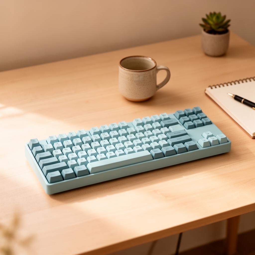 Cozy desk with mechanical keyboard